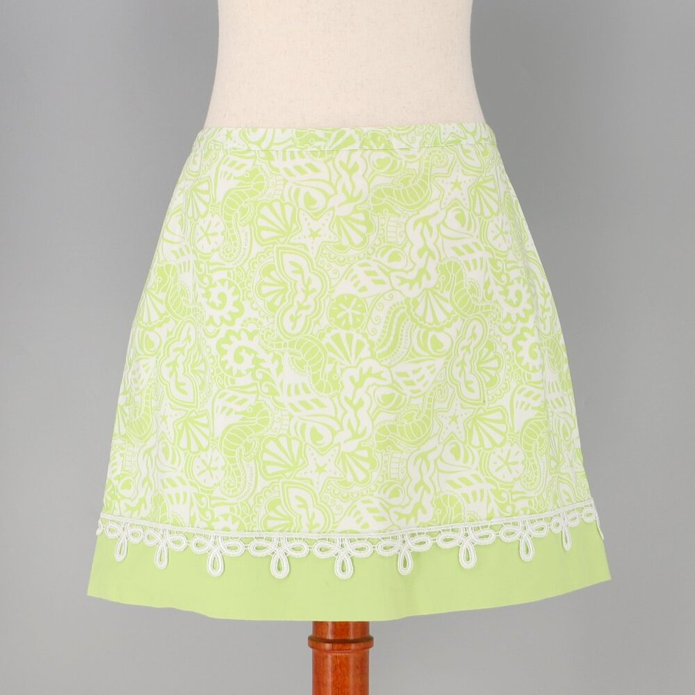 NWT VINEYARD VINES Floater Mini Skirt Under the Sea Pear Green White Size 10